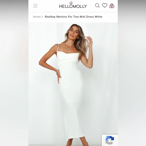 Hello Molly Rooftop Martinis for Two Midi Dress In white. Never worn, Large. Hello Molly Rooftop Martinis for Two Midi Dress In white. Never worn, Large.